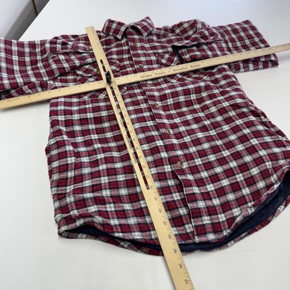 Wrangler Shirt Jacket Mens Small Red Plaid Quilted Lined Flannel Long Sleeve - Picture 7 of 7